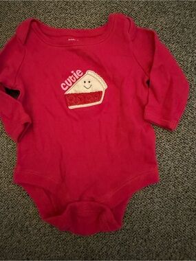 GAP Red Long-Sleeve Baby One-Piece with Pie Applique